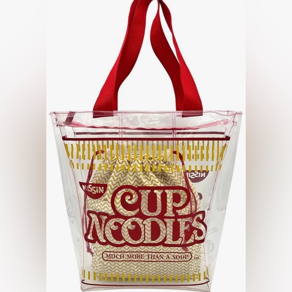 New Nissin Cup Noodles Cup Noodles Clear Tote Detachable Drawstring Bag
